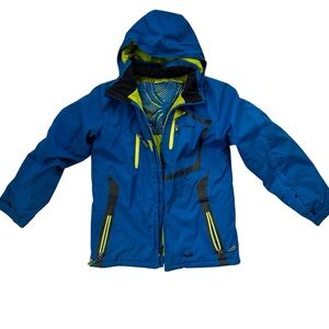 Spyder Blue Ski Jacket Hooded Waterproof Snow Coat Youth Kids